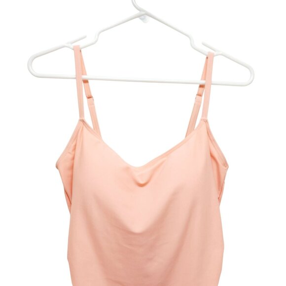 Peach One-Piece Swimsuit  Draped Front Design Adjustable Straps Womens Size L - Picture 7 of 12